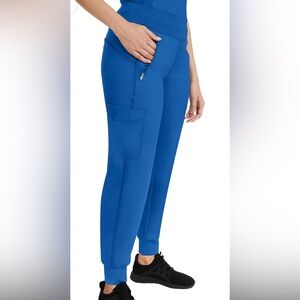 Healing Hands Jogger Scrubs Six Pocket Purple Label size Large Royal Blue
